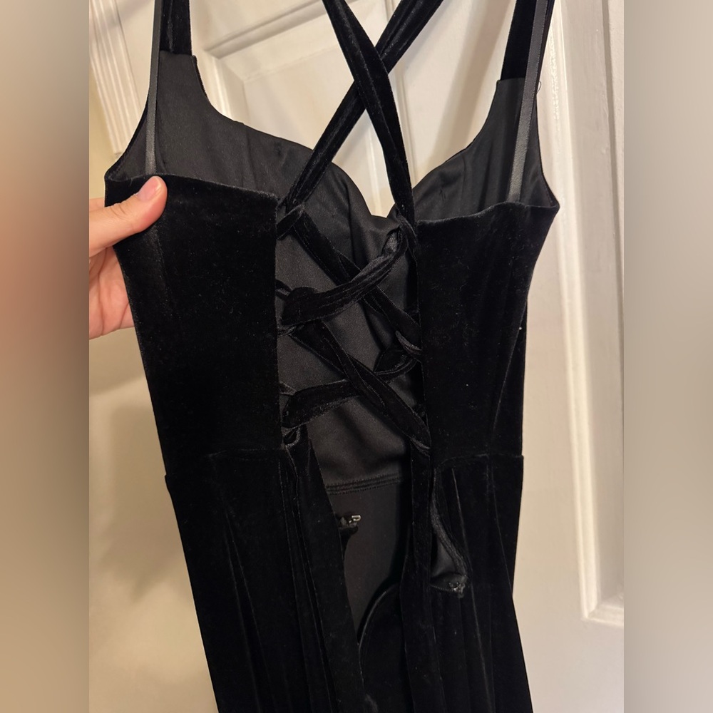 Windsor Black Velvet Dress with Crisscross Back